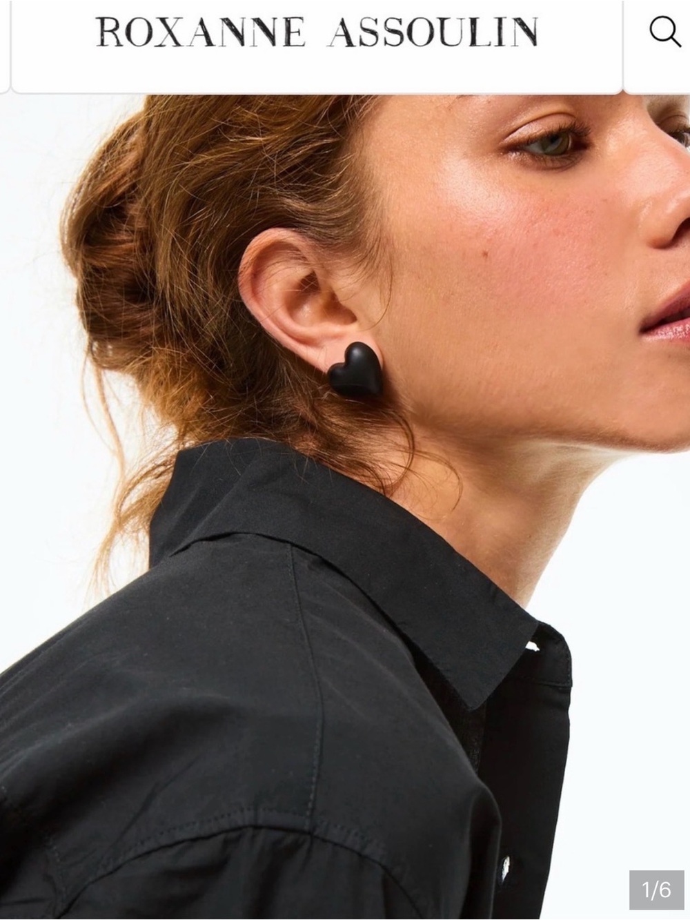 Roxanne Assoulin Authentic Puffing Black Heart Stud Earrings NEW